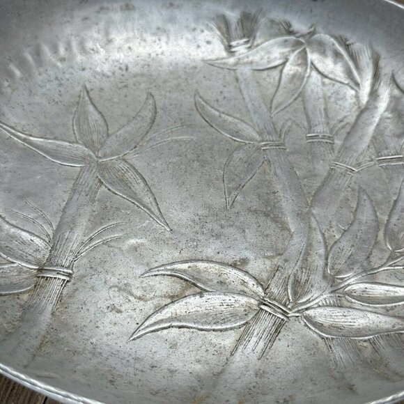 Vintage Everlast Hand-Forged Aluminum Bowl Bali Bamboo Motif B57 Round Silver - Picture 7 of 9
